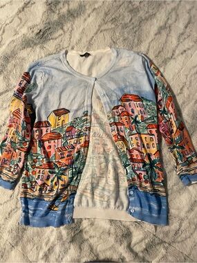 Talbots White Crewneck Knit Top Vacation Cruise